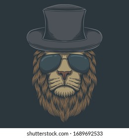 Lion head eyeglasses vector illustration for your company or brand