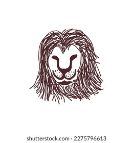Lion head face artwork style illustration design