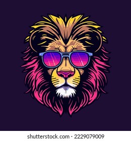 Lion Head Face Logo Badge Illustration for Icon or Mascot