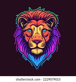Lion Head Face Logo Badge Illustration for Icon or Mascot