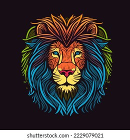 Lion Head Face Logo Badge Illustration for Icon or Mascot