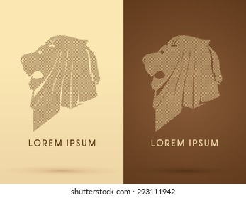 Lion Head, Face, side view, designed using square dot pixels, logo, symbol, icon, graphic, vector .
