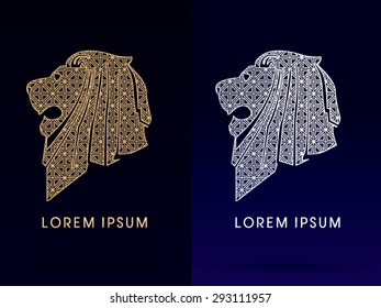 Lion Head, Face, side view, designed using line square, logo, symbol, icon, graphic, vector .