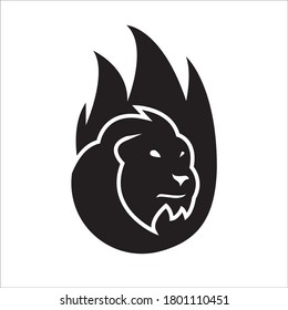 lion head in fire black ball 