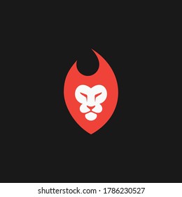 Lion head fire illustration in dark background