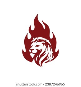 lion head flame fire logo icon vector design graphic