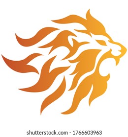 Lion Head Flame Vector Logo