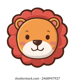 Lion head flat color vector illustrator design