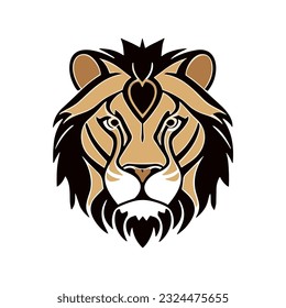 Lion head flat design vector icon. Template for logo, emblem or badge 