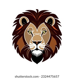 Lion head flat design vector icon. Template for logo, emblem or badge 