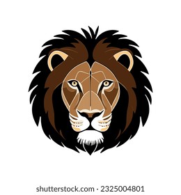 Lion head flat design vector icon. Template for logo, emblem or badge 