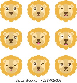 Lion Head Flat icon set collection