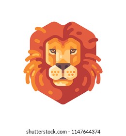 Lion head flat icon. Wild animal illustration