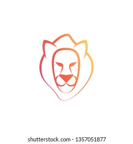 Lion head flat logo design ullustration