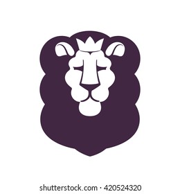 Lion head flat vector logo. Animal design template elements for your corporate identity or sport team branding.