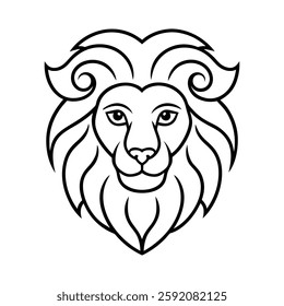 lion head formed with spiral patterns line art