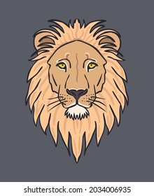 LION head front illustration vector