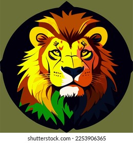 Lion head in front Vector Template Illustration Design