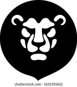 Lion Head front view black and white logo vector design template icon illustration. Eps10. RGB Global color
