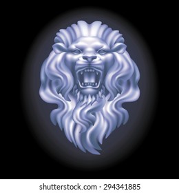Lion head frontally on a black background / Toning - on a separate layer. The color and blend mode - can be different