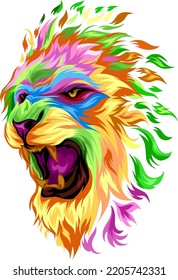 lion head full color and colorful 