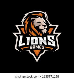 Lion head gaming logo for esport and sport mascot vector illustration