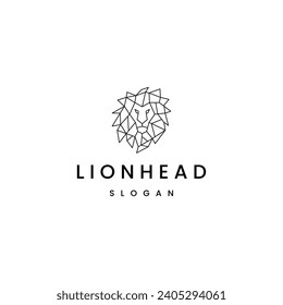 Plantilla de diseño de logotipo geométrico de cabeza de león