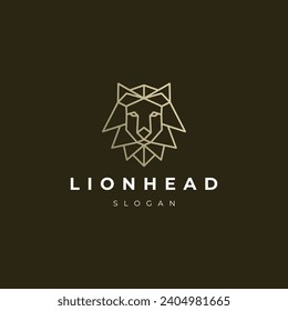 Lion head geometric logo icon design