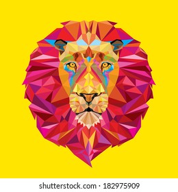 Lion head in geometric pattern