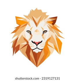 A lion head in geometric shape vector illustration. Polygonal lion illustration.