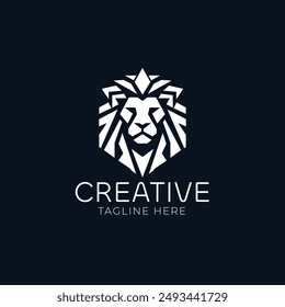 Lion head geometric vector logo design