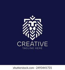Löwenkopf geometrische Vektorgrafik Logo Design