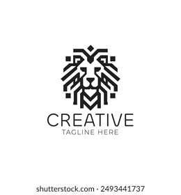 Lion head geometric vector logo design