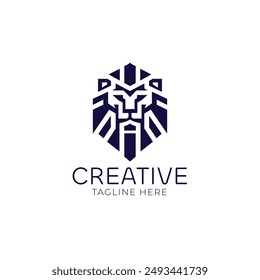 Lion head geometric vector logo design