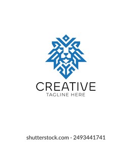 Lion head geometric vector logo design