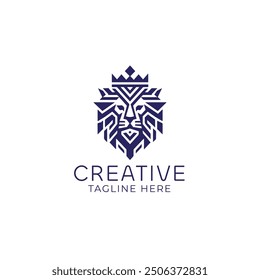 Lion head geometric vector logo design