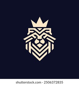 Lion head geometric vector logo design