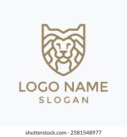 Lion head geometric vector logo design