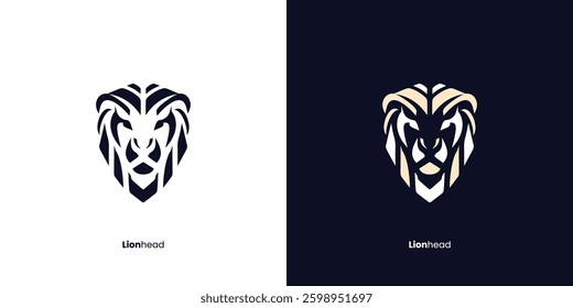 Lion head geometric vector logo icon design, Symbol tiger illustration templates