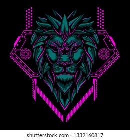 Lion Head geometry vector illustration