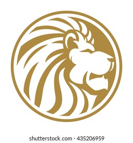 Lion head gold circle