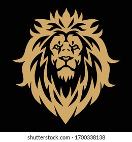 Lion Head Gold Golden Esport Logo Mascot Vector Illustration Design