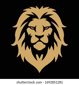 Lion Head Gold Golden Logo Vector Template Illustration Design