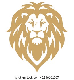 Lion Head Gold Golden Logo Mascot Vector Illustration Design