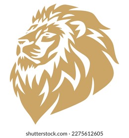 Lion Head Gold Golden Logo Vector Design Template