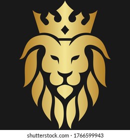 Lion Head Gold Vector Logo