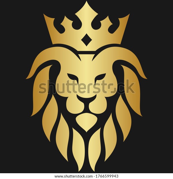 Lion Head Gold Vector Logo Stock Vector (Royalty Free) 1766599943