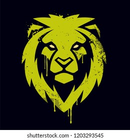 Lion Head Graffiti Art. Lion Head Icon. Lion Vector Logo Template.