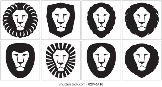 Lion head is graphically stylized