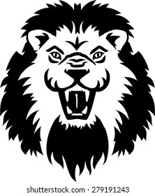 Lion head growling